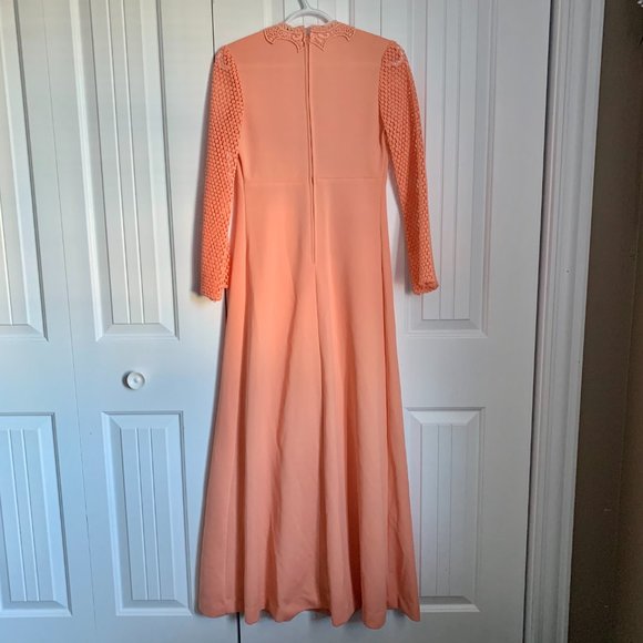 Vintage Coral Bell-Seeve Boho Dress - Picture 5 of 7
